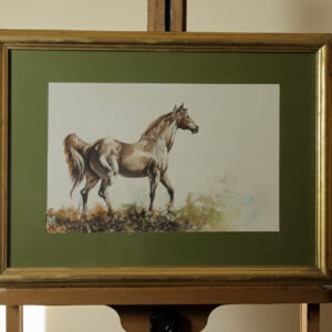 لوحة فن تشكيلي حصان إطار ذهبي